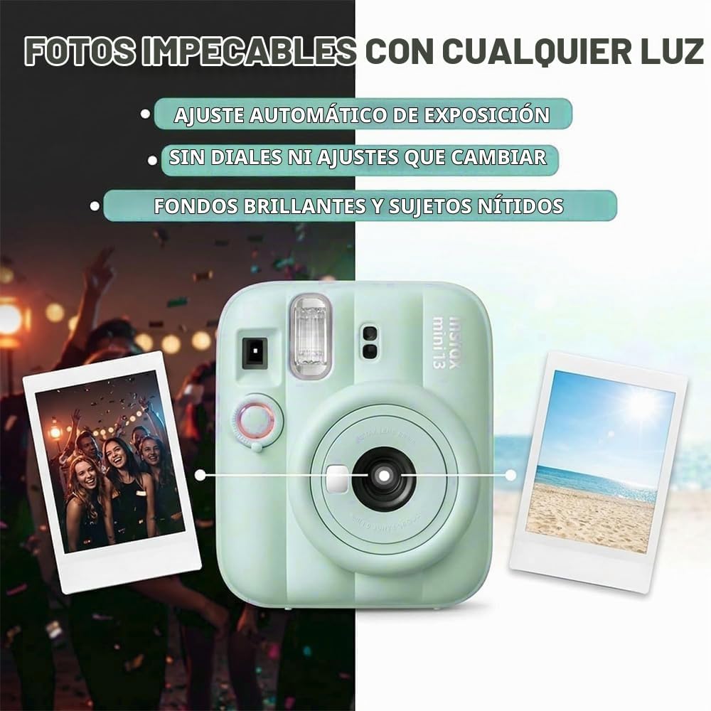 Cámara instantánea Fujifilm Instax Mini 13 Lagoon Green con películ...
