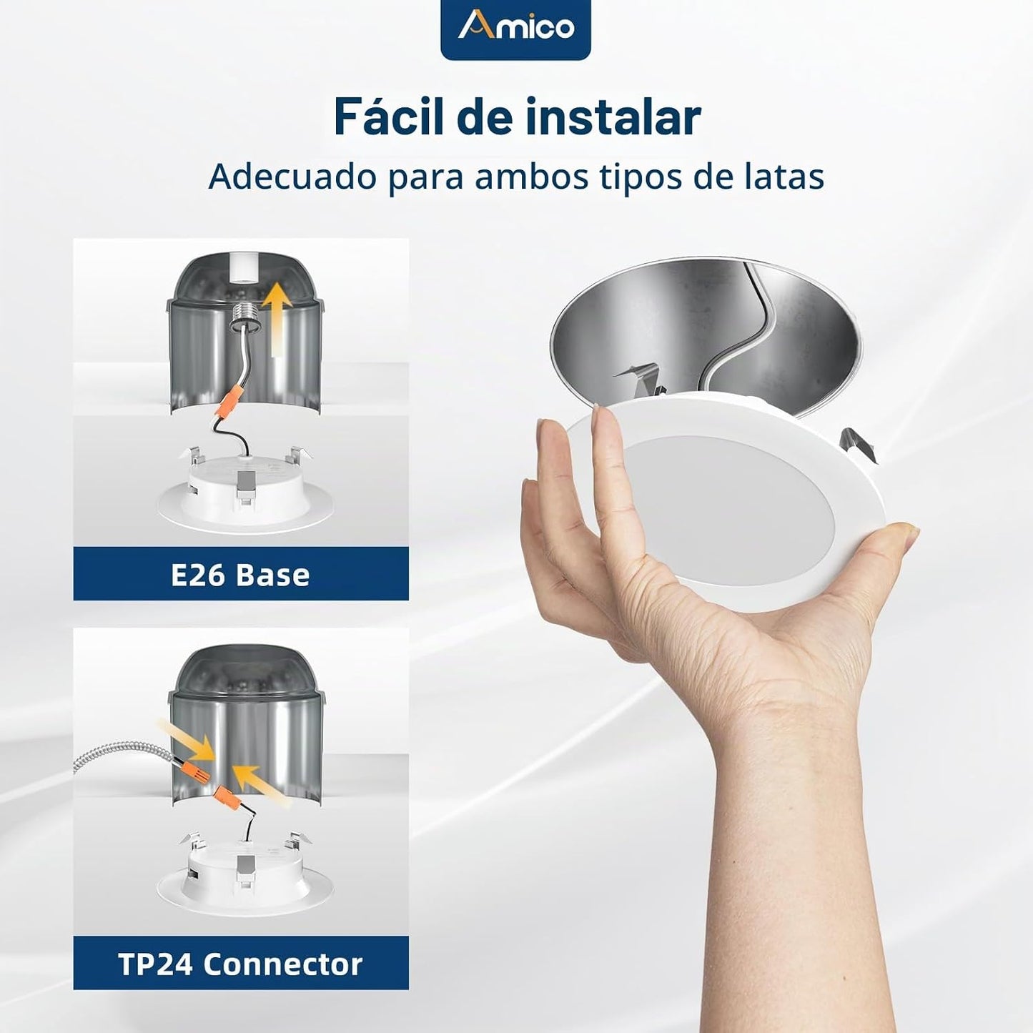 Amico Iluminación empotrada de 4 pulgadas, paquete de 12 luces LED...