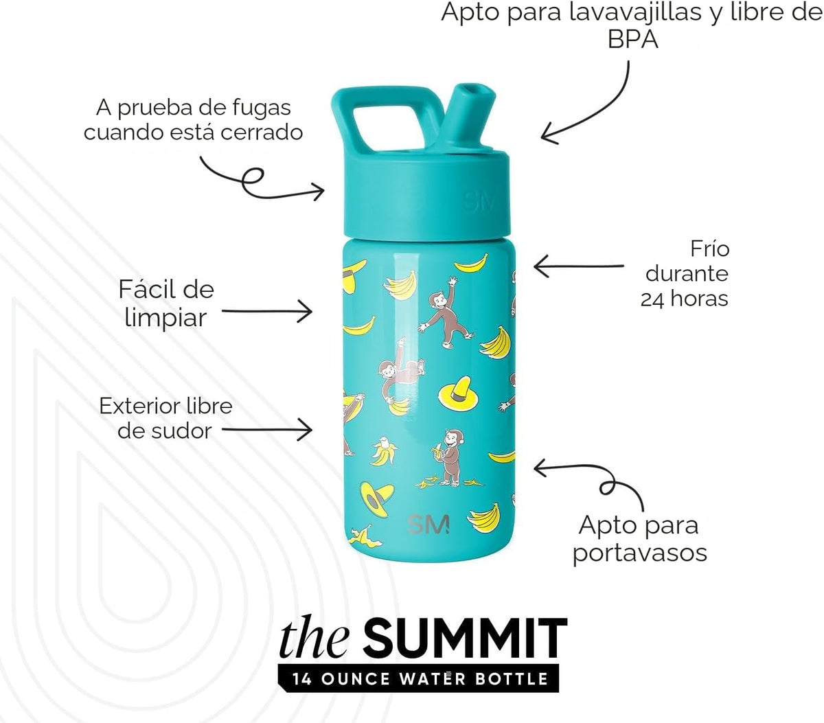 Simple Modern - Botella de agua para niños Summit con tapa con paji...