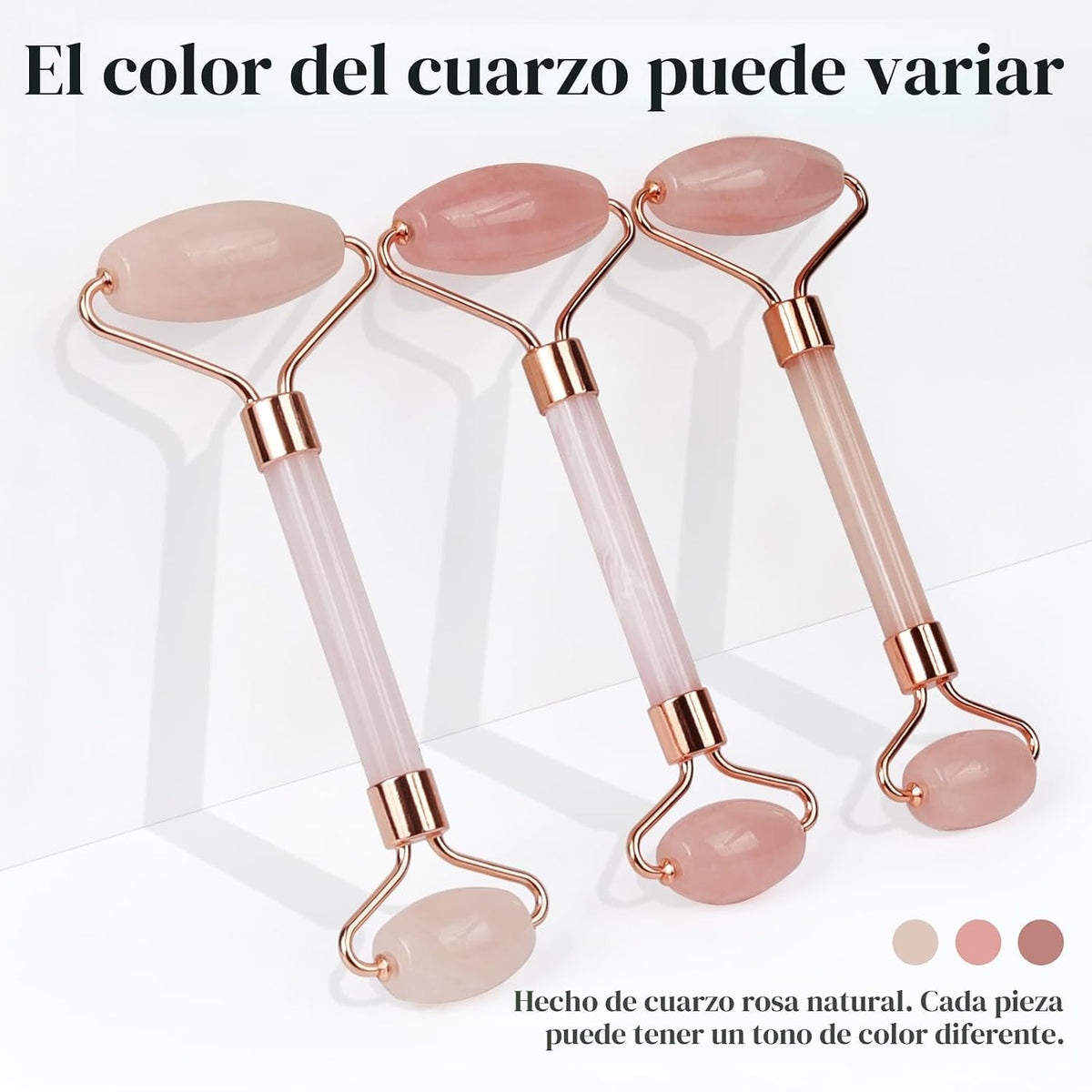 BAIMEI IcyMe - Juego de rodillos de cuarzo rosa y herramientas faci...