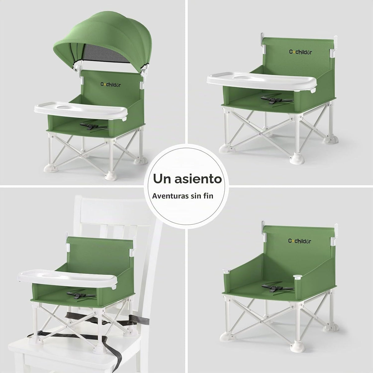 Cochildor Silla de bebé portátil 4 en 1, asiento elevador plegable...