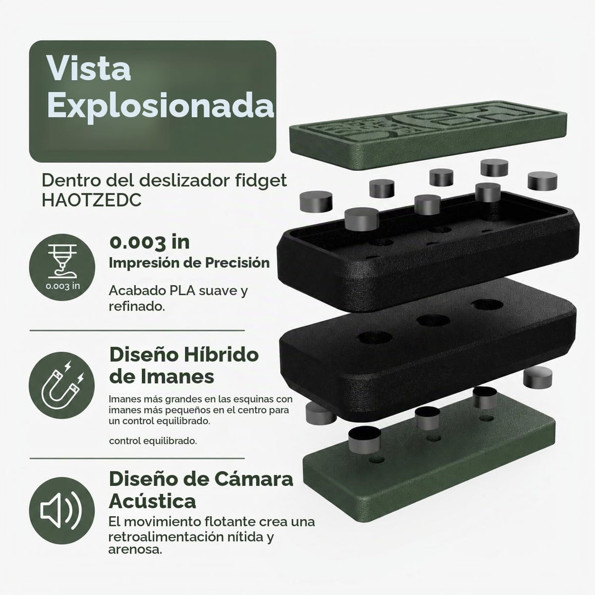 HAOTZ Fidget Slider - Juguete sensorial para adultos impreso en 3D...