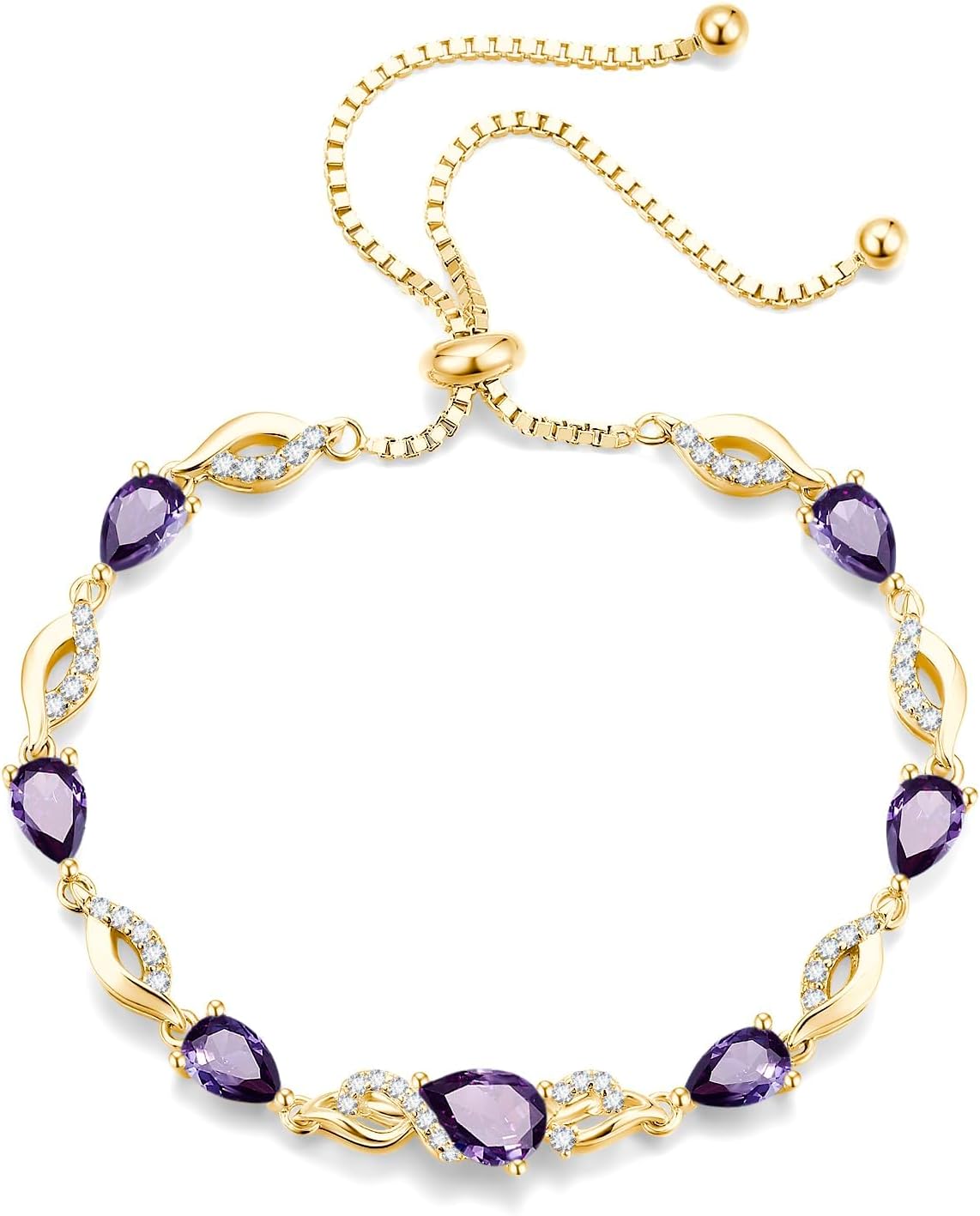 FANCIME Pulsera de tenis ajustable con piedra natal para mujer | Di...