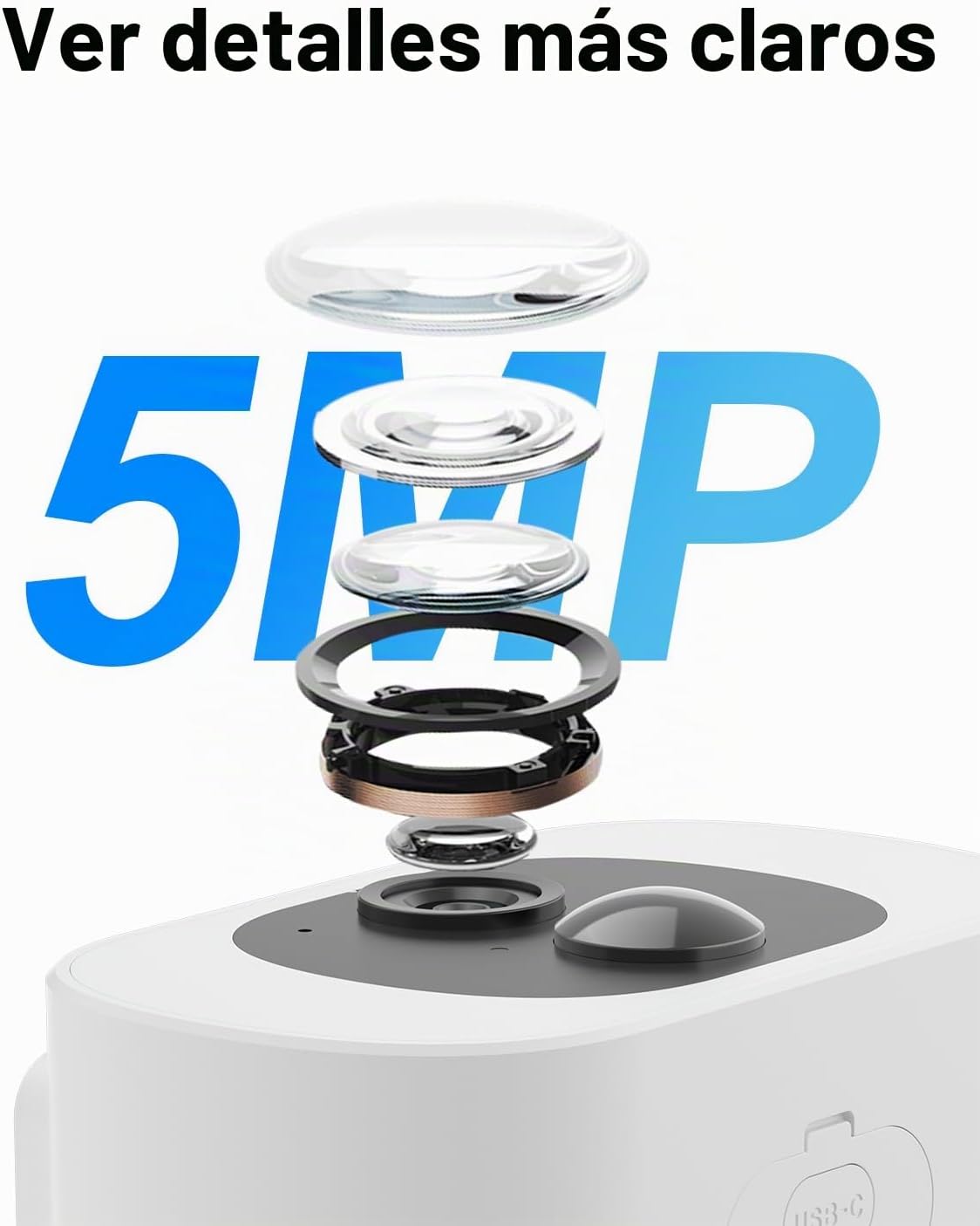 ANRAN Cámara de seguridad solar de 5 MP para exteriores, cámara ina...