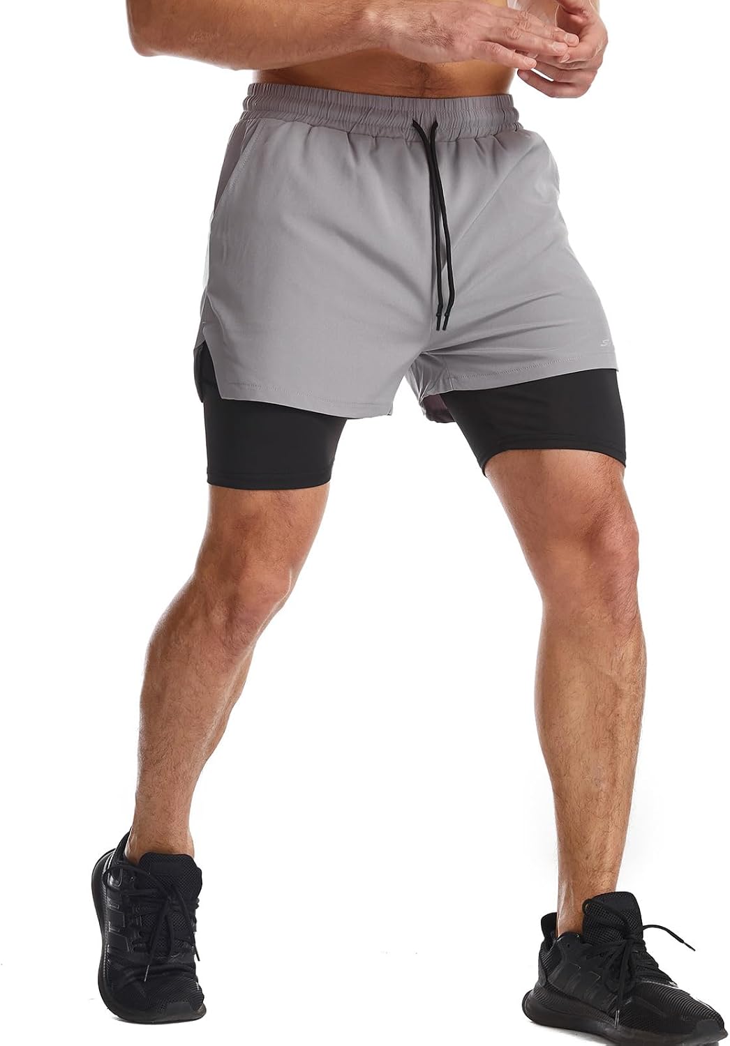 Surenow Pantalones cortos deportivos 2 en 1 para hombre, de secado...