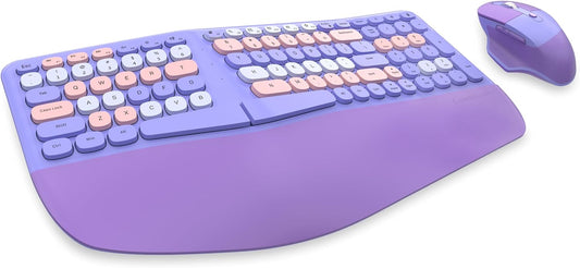 Combo de teclado y mouse ergonómico inalámbrico con reposamuñecas d...