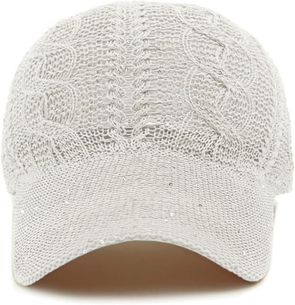 Gorra de béisbol de malla con purpurina para mujer, transpirable, a...