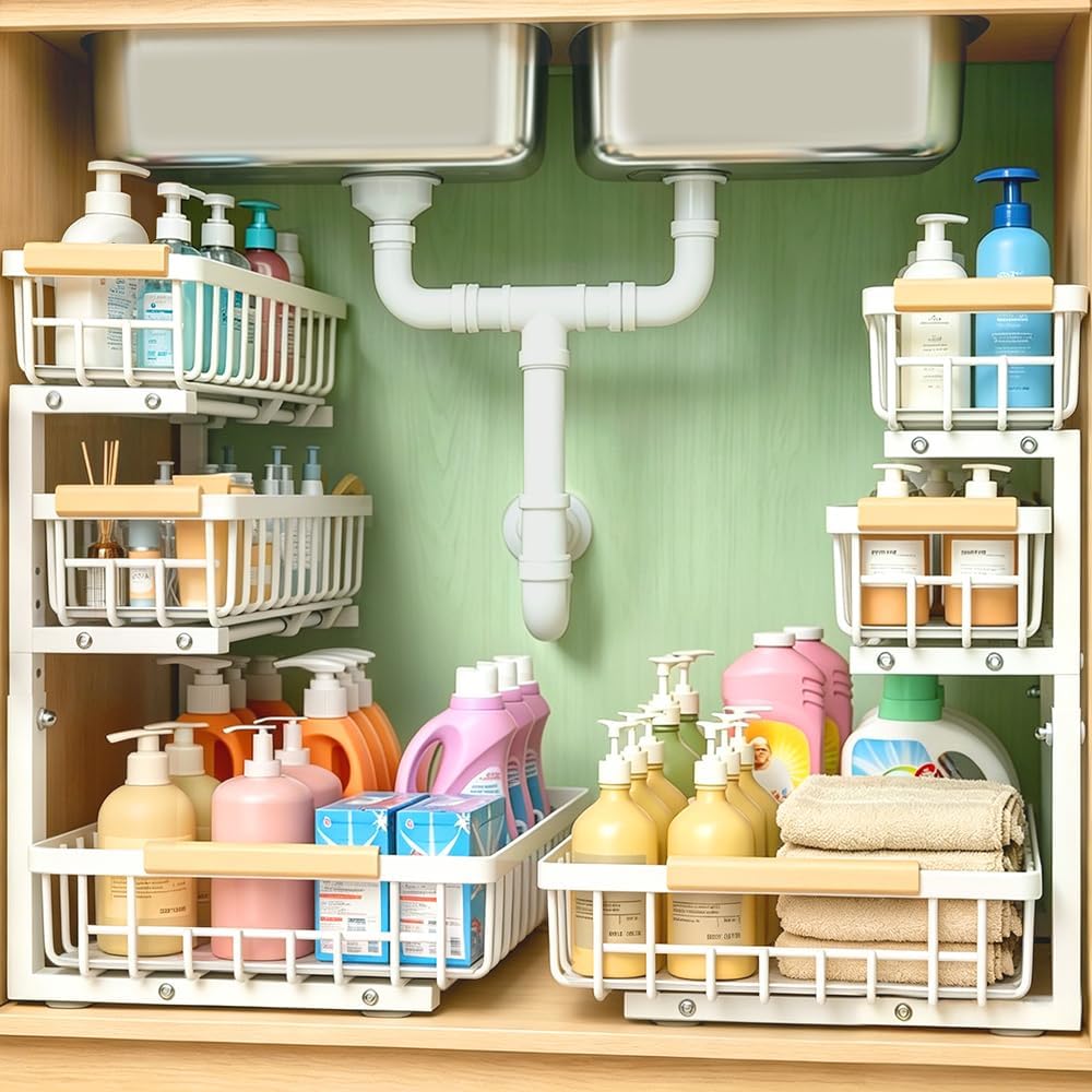 LYSENDUO Organizador para debajo del fregadero, paquete de 2 unidad...