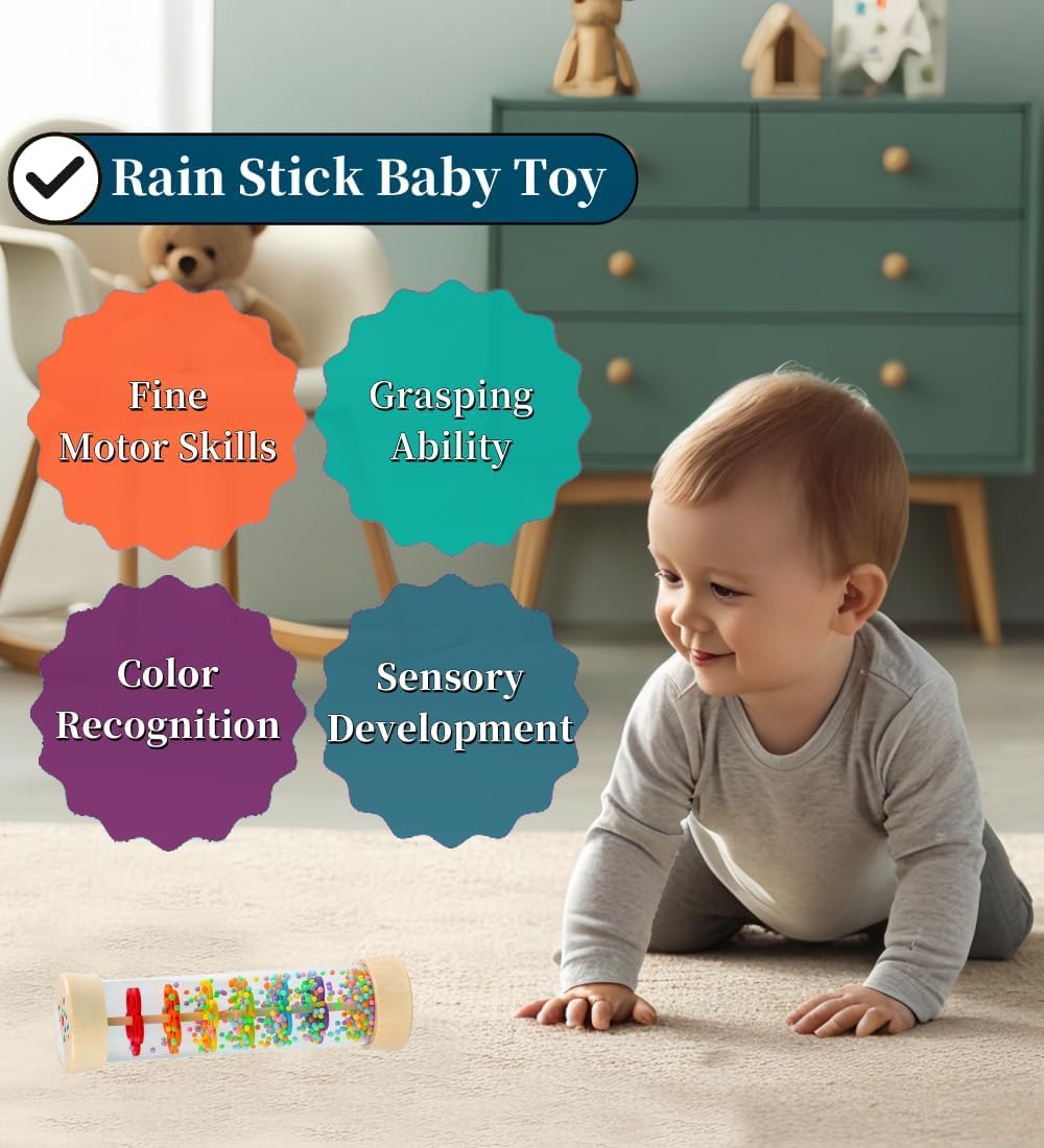 Oneshow Bastones de lluvia para niños, juguetes Montessori de mader...