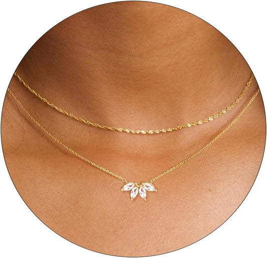 Krudan Delicados collares de oro para mujer, circonita cúbica chapa...