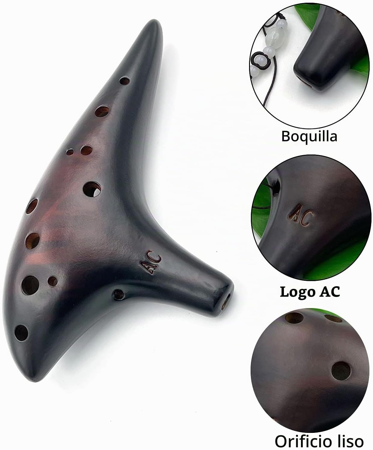 Ocarina de 12 agujeros Alto C de paja, cerámica ahumada, piccolo, i...
