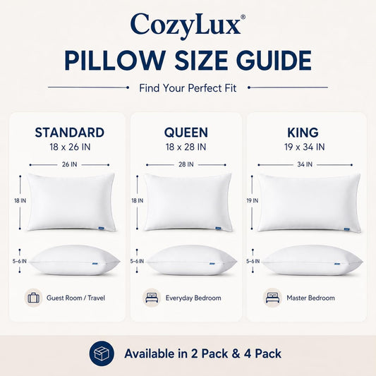 CozyLux Juego de 4 almohadas tamaño Queen, almohadas de cama de cal...