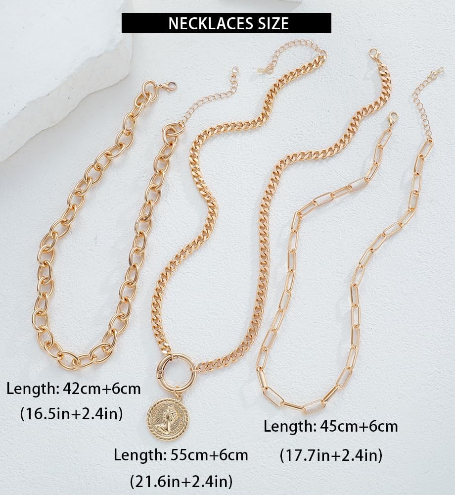 iF YOU Collares vintage con capas de oro para mujer, a la moda, con...