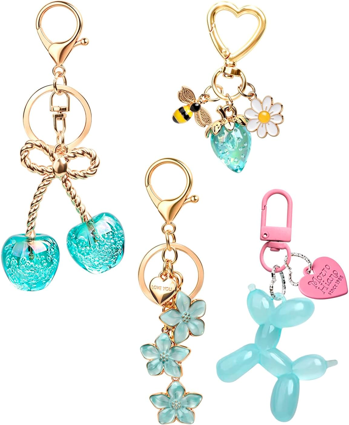 4 dijes para bolsos, bonitos accesorios para bolso y llavero de cer...