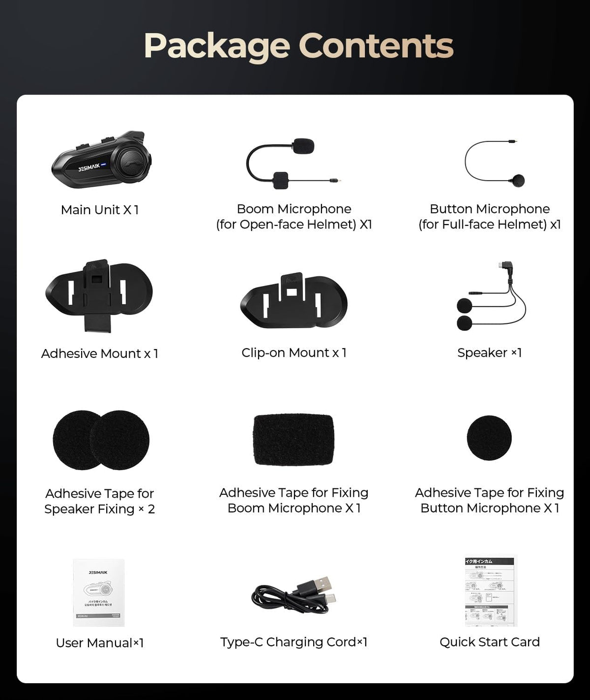 JESIMAIK Auriculares Bluetooth para motocicleta, sistema de comunic...