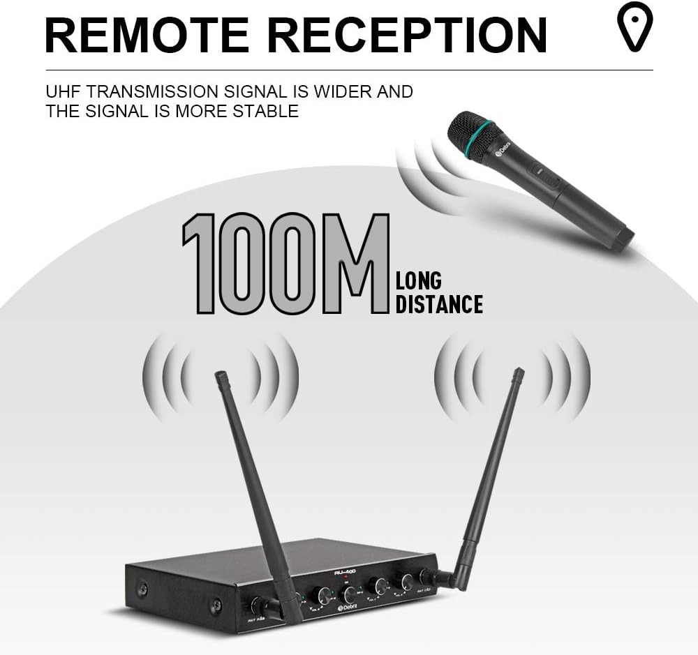 Sistema de micrófono inalámbrico Debra Audio Pro UHF de 4 canales |...