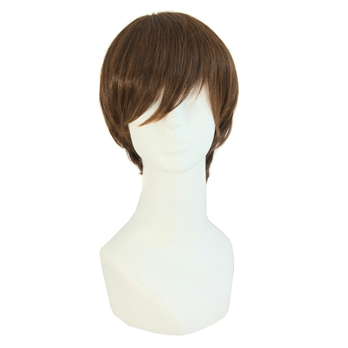 MapofBeauty Peluca de moda para hombre, corta y recta (marrón)