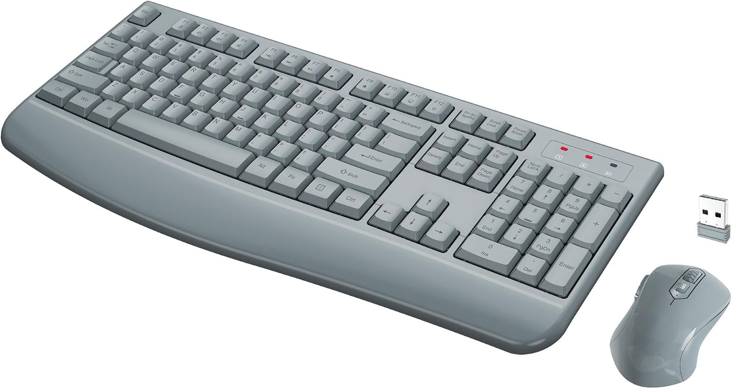 Combo de teclado y ratón inalámbricos de tamaño completo 2.4GHz con...