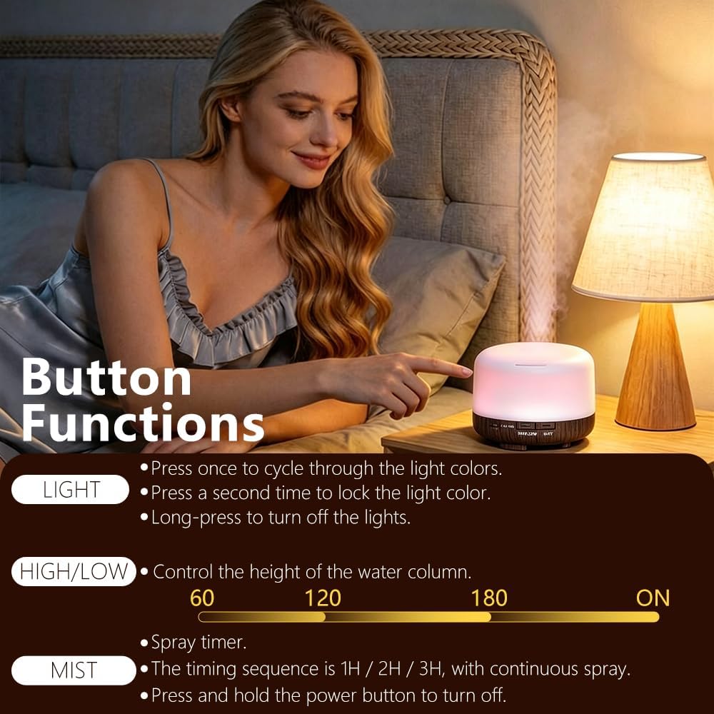 Difusor de aceite esencial, humidificador ultrasónico de niebla frí...