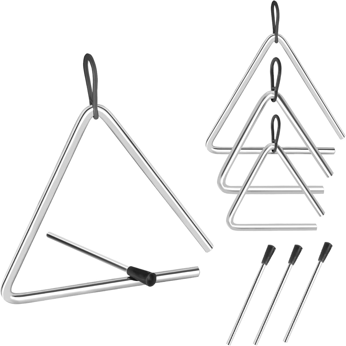 EASTROCK Juego de instrumentos triangulares 3 paquetes de 4 5 6 pul...