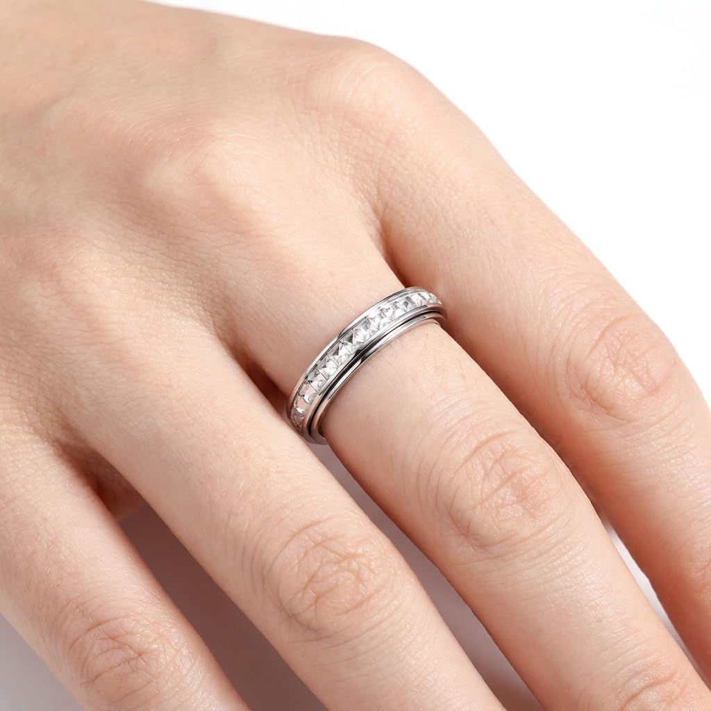 ZDZM Anillos de 0.157 in para mujer para aliviar la ansiedad, anill...