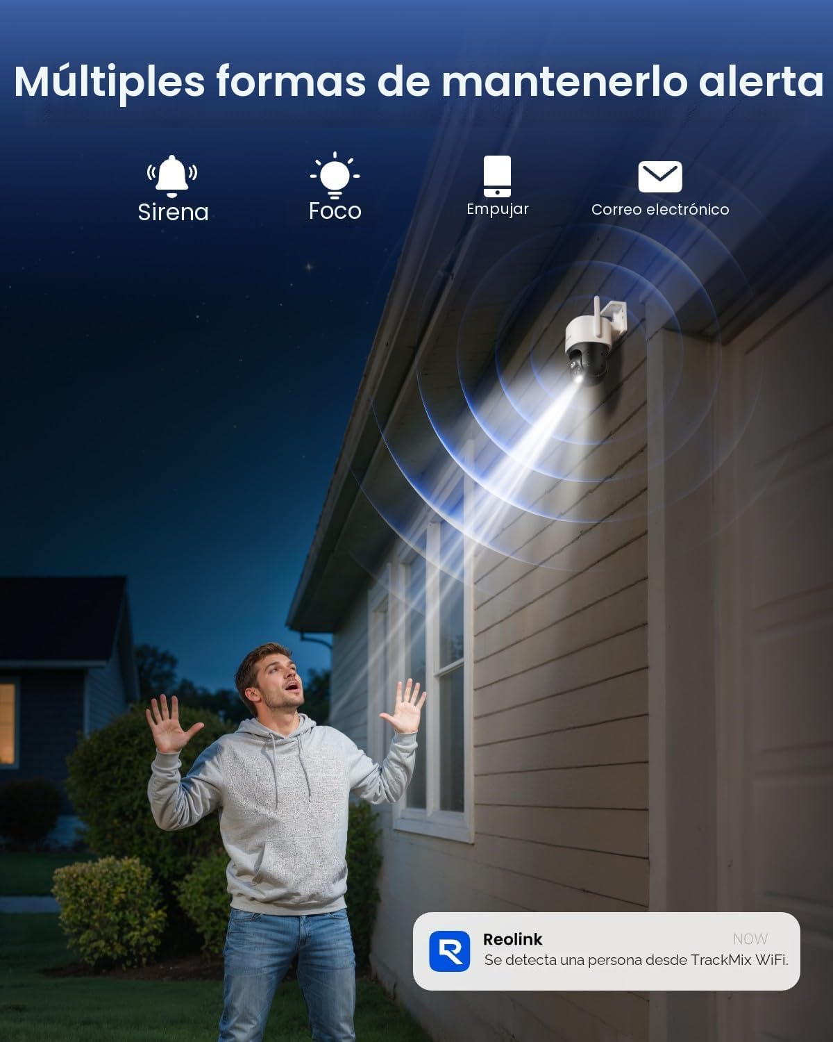 REOLINK Cámara de seguridad al aire libre con cable WiFi de la lent...