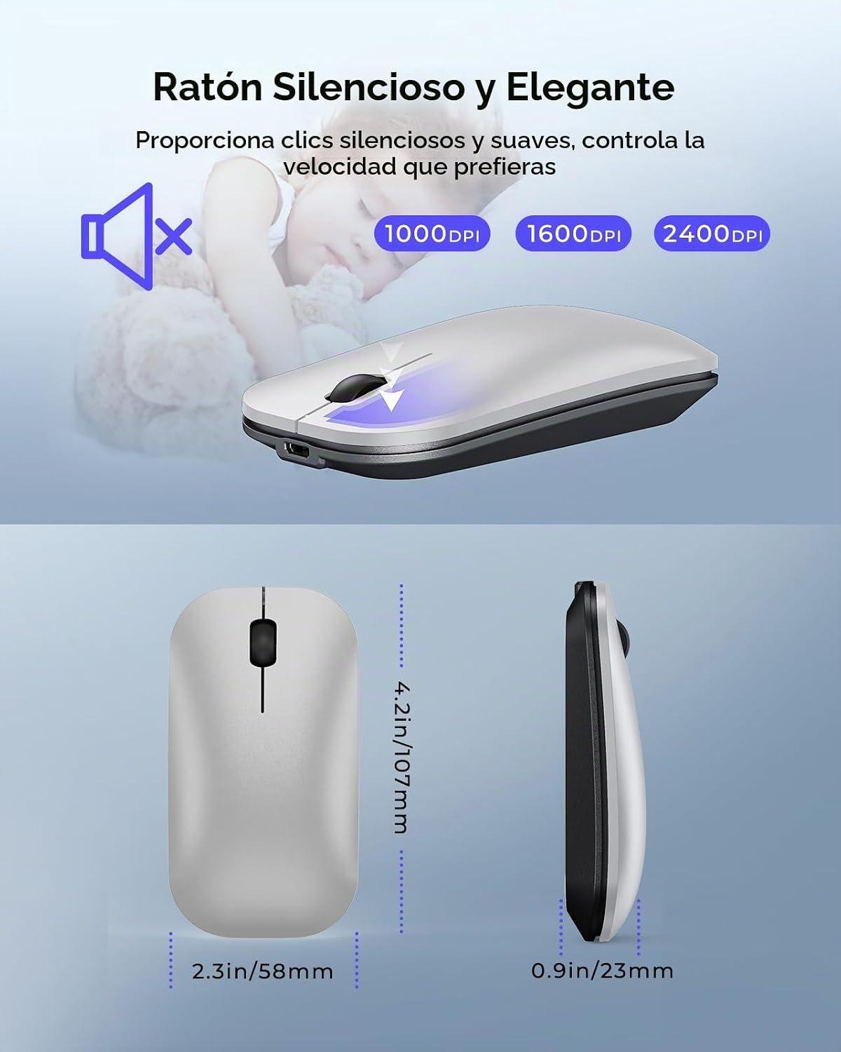 seenda SKM64-3 Combo de teclado inalámbrico Bluetooth y mouse para...