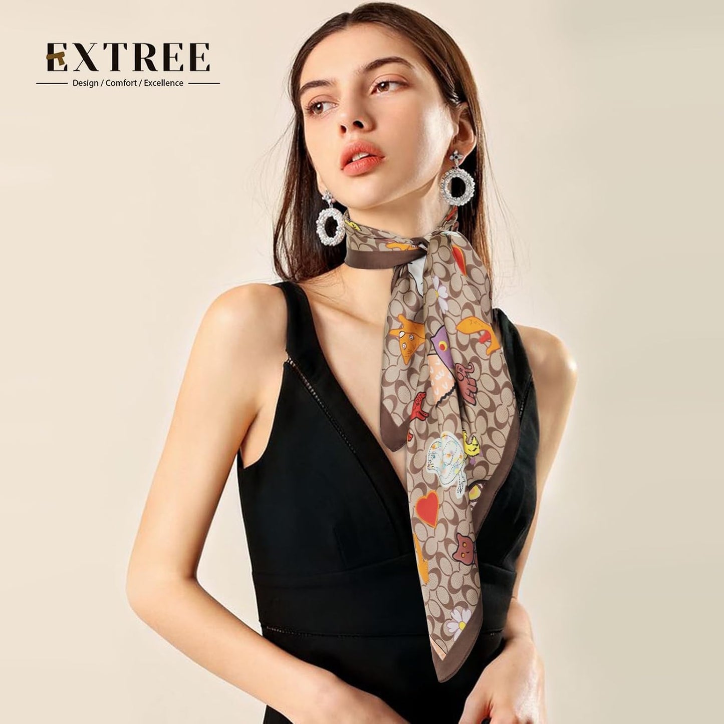 EXTREE Bufandas de corbata de diseño de moda para mujer - Bufanda p...