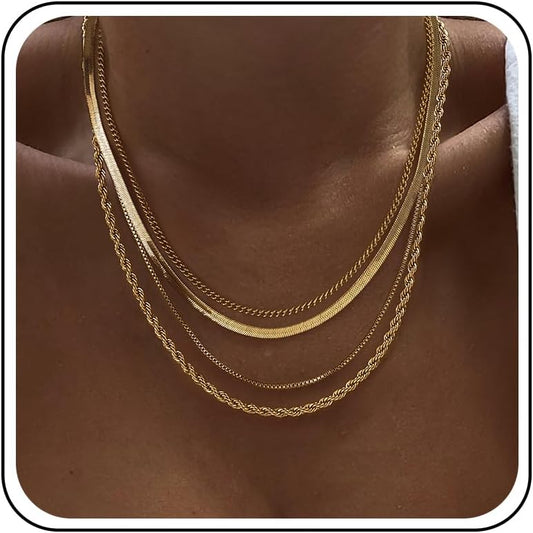 Tewiky Collares en Capas para Mujeres Sin Deslustre - Grueso Chapad...