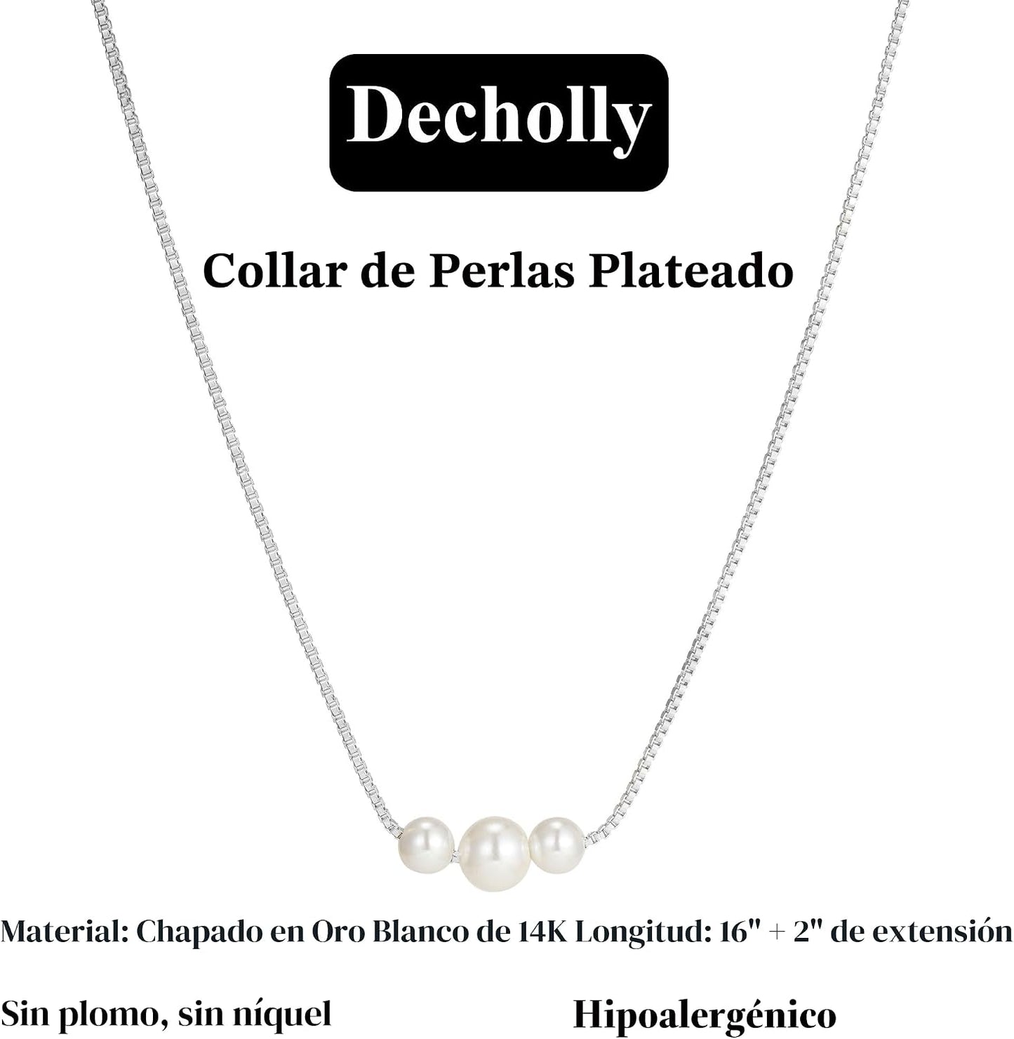 Decholly - Collares de perlas doradas para mujer, a la moda. Collar...