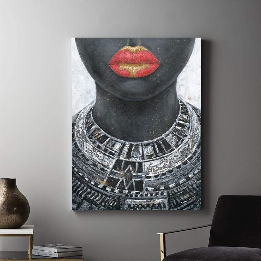 B BLINGBLING Lienzo decorativo para pared de niña negra: mujer nati...