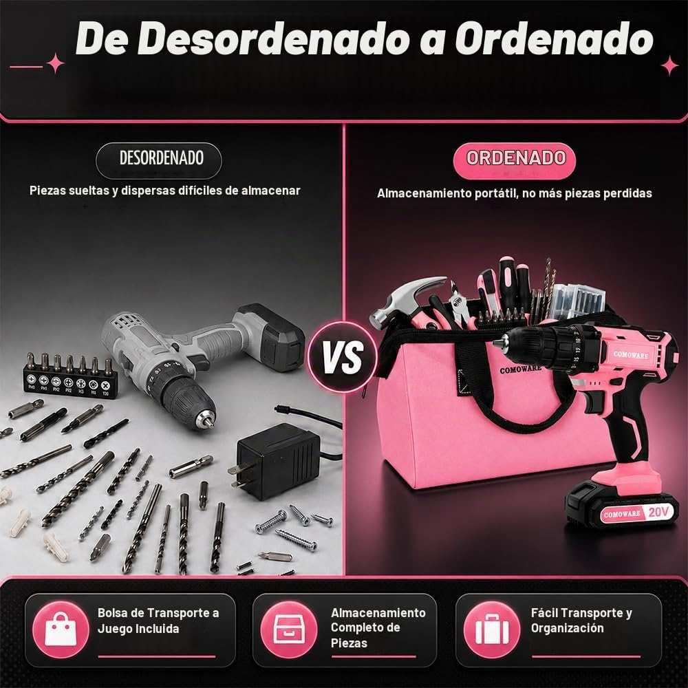 COMOWARE Juego de Taladro Inalámbrico de 20V, Juego de Herramientas...