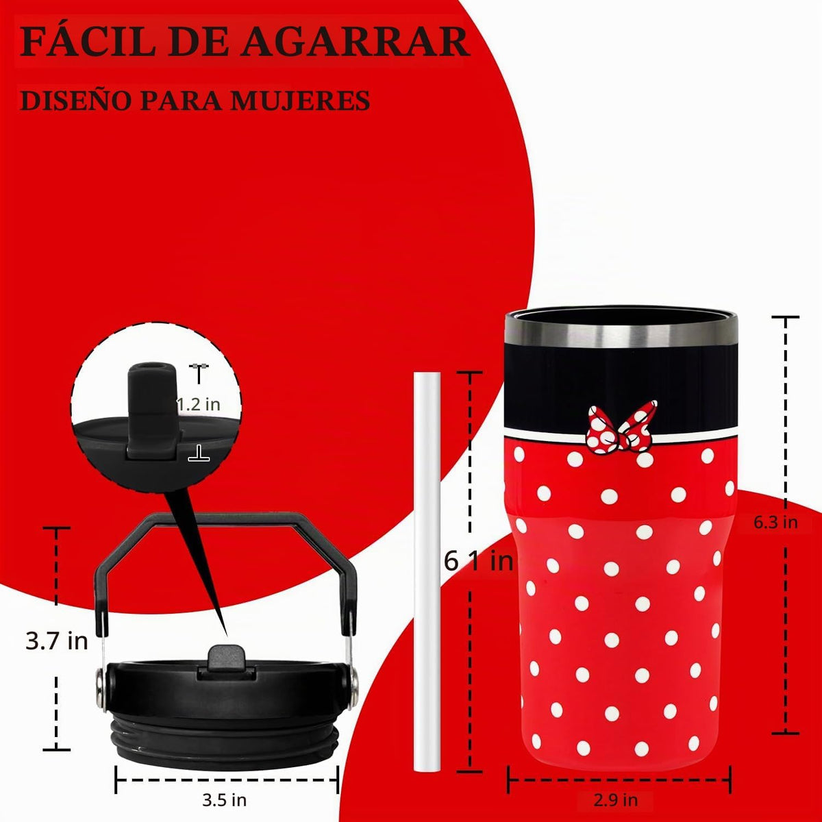 Sxdcfrs Vaso de ratón de dibujos animados de 20 oz con popote y man...