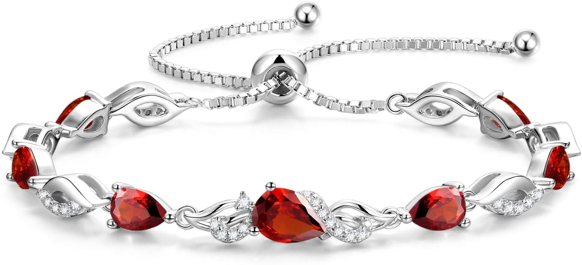 FANCIME Pulsera de piedra natal para mujer Pulsera de tenis ajustab...
