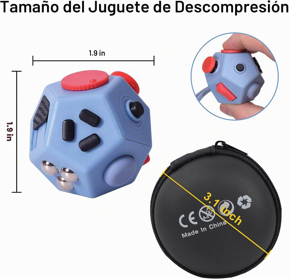 UOOEFUN Pequeños juguetes fidget, juguetes fidget de 12 lados, mini...