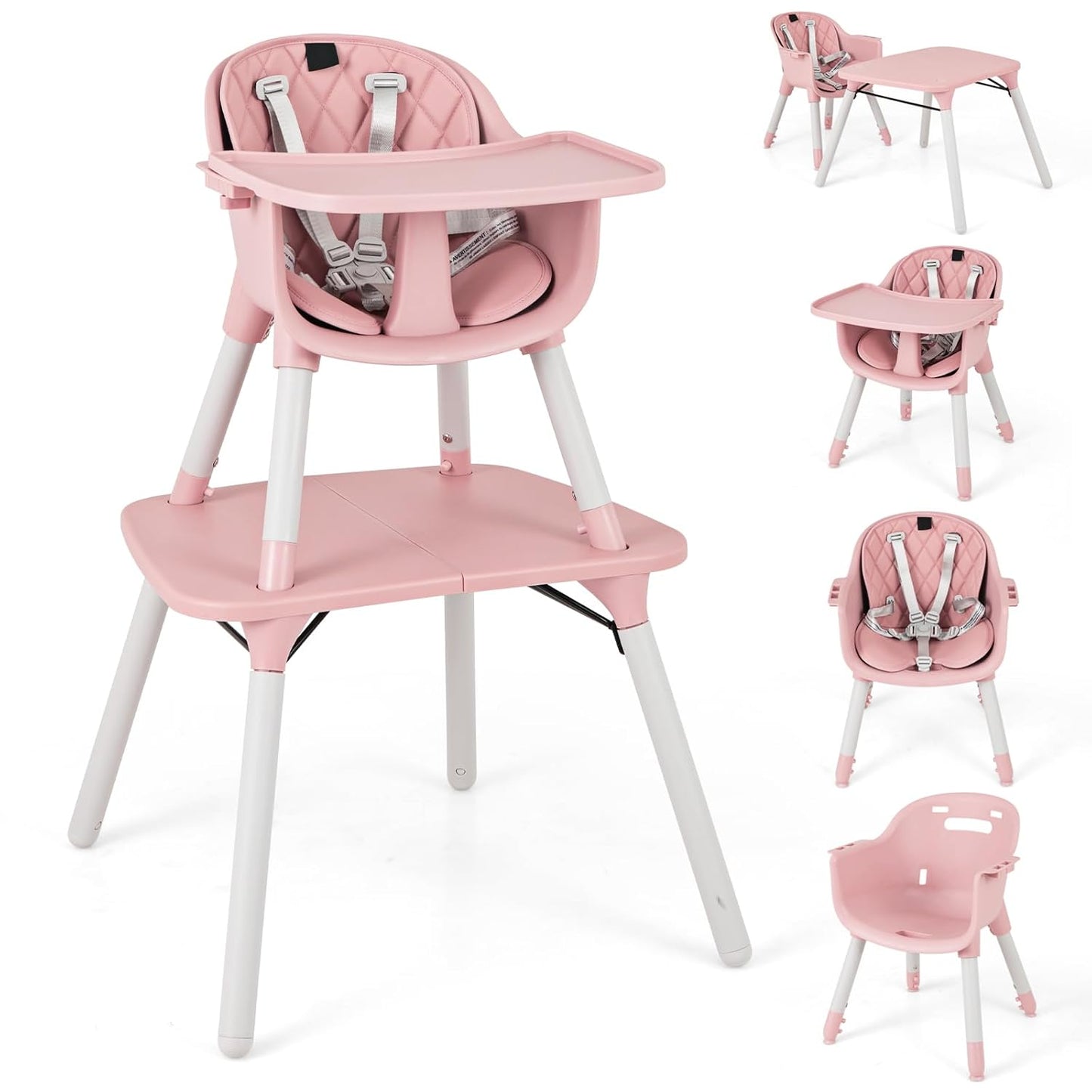 HONEY JOY Silla alta 5 en 1 convertible, silla alta para bebés y ni...