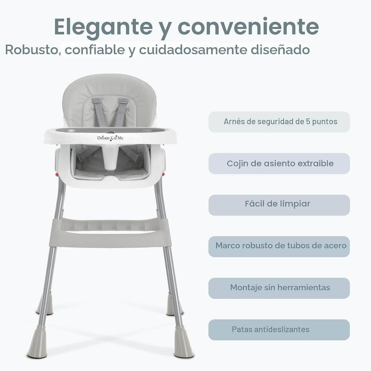 Dream On Me Silla alta portátil 2 en 1, silla alta compacta convert...