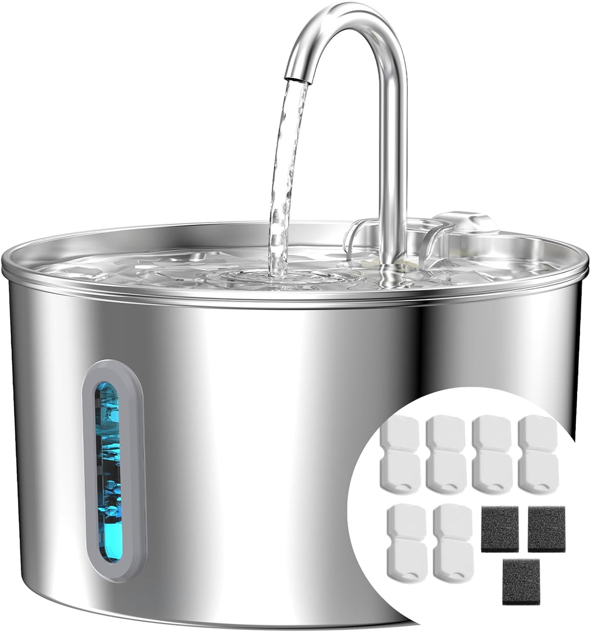 Fuente de agua para gatos de acero inoxidable: fuente para gatos de...