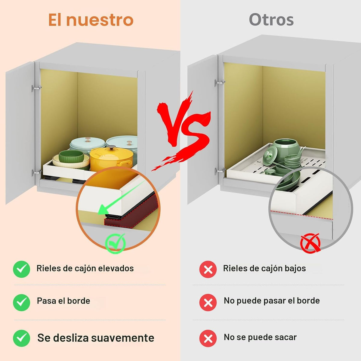 Organizador de Cajones Extraíbles para Gabinetes, Ancho Expandible...
