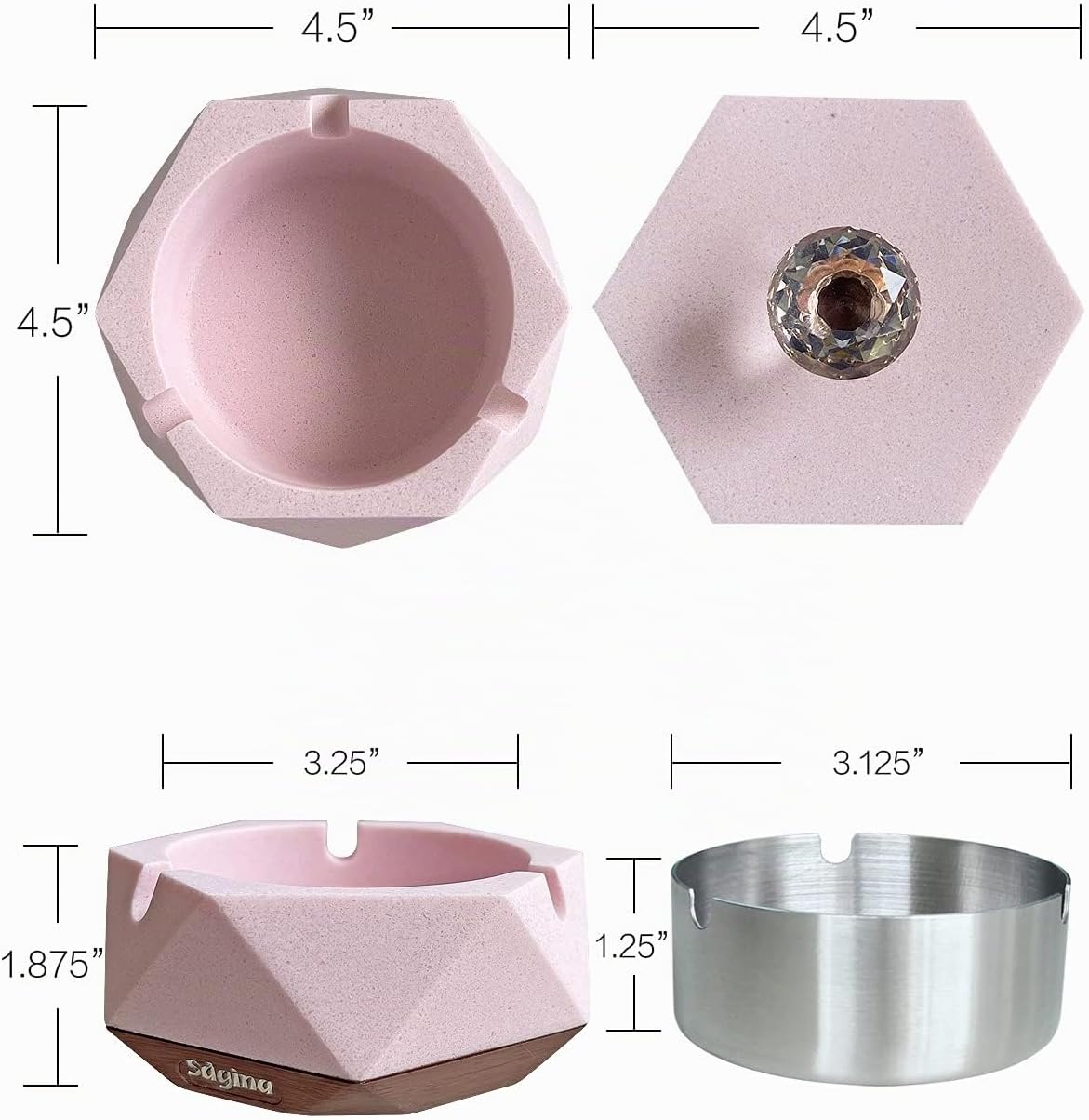 J JHOUSELIFESTYLE Cenicero para hierba, bandeja de ceniza rosa para...