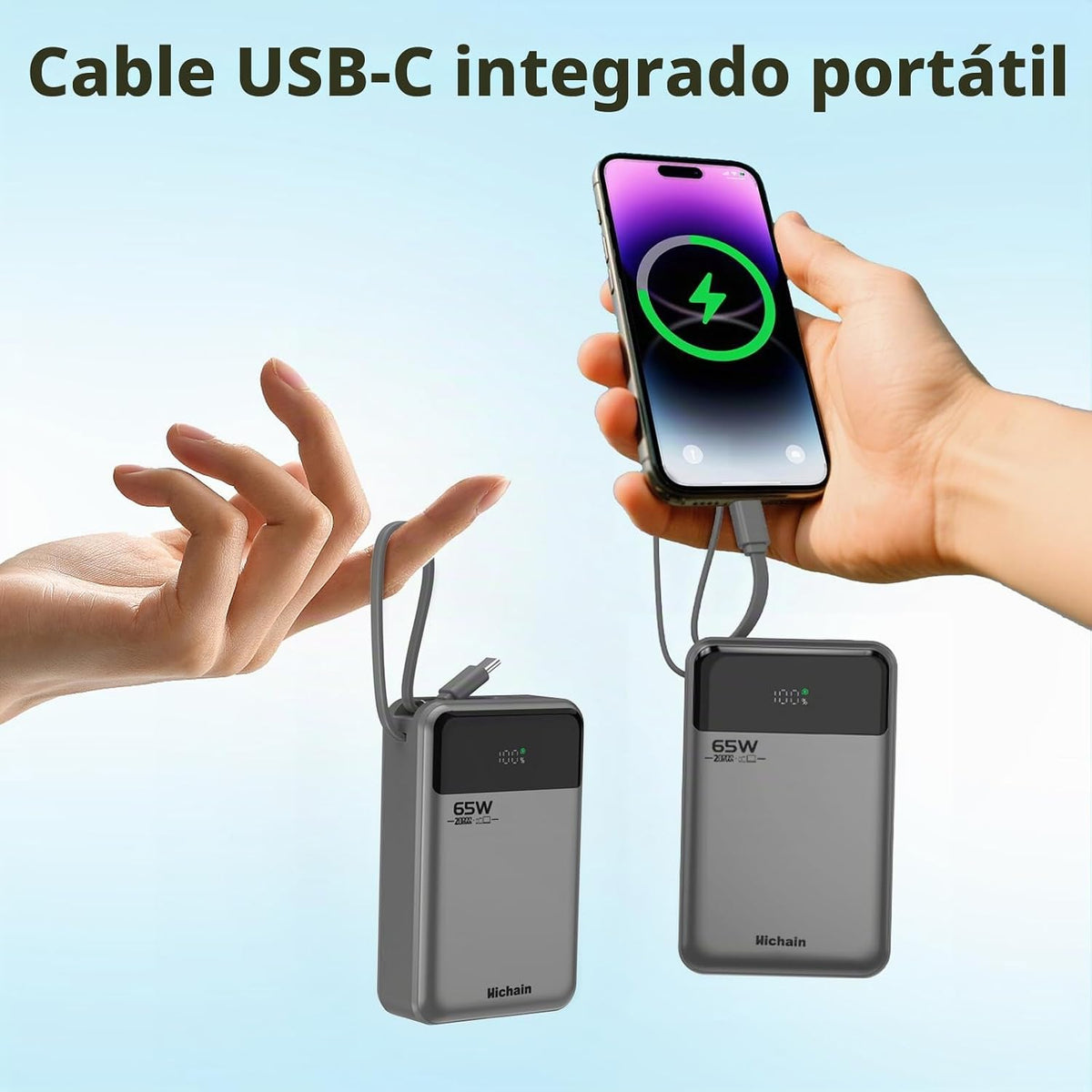 Hichain Banco de energía para portátil de 65 W, 20000 mAh, cargador...