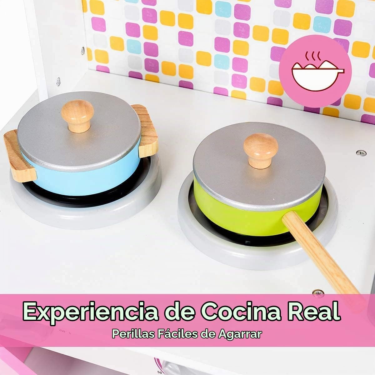 OLAKIDS - Juego de cocina para niños, cocina de madera para niños p...