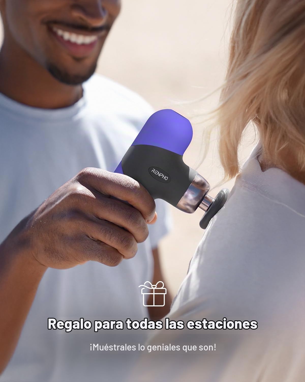 RENPHO Mini pistola de masaje térmico con calor, carcasa de silicon...