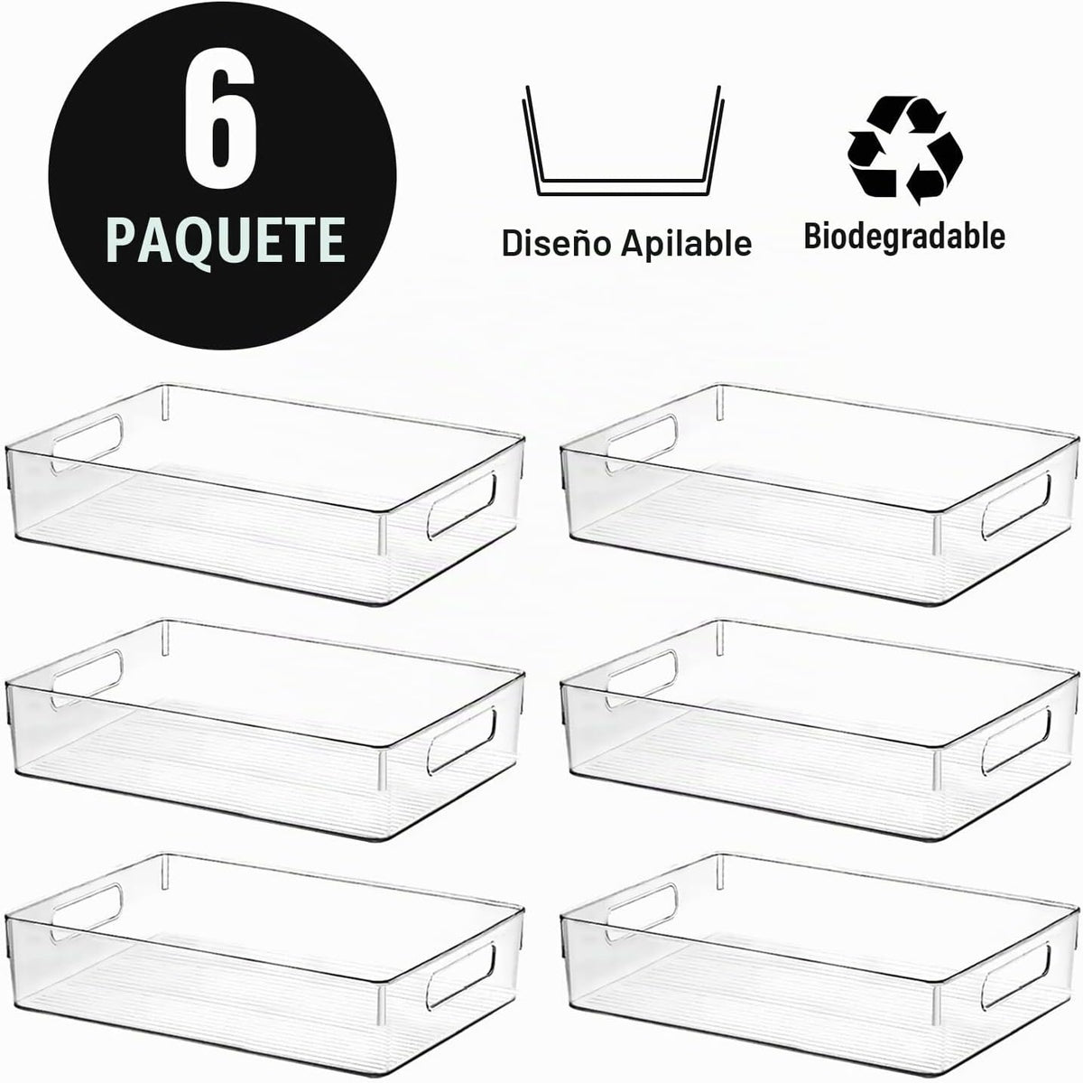 Contenedores de almacenamiento de plástico transparente, organizado...