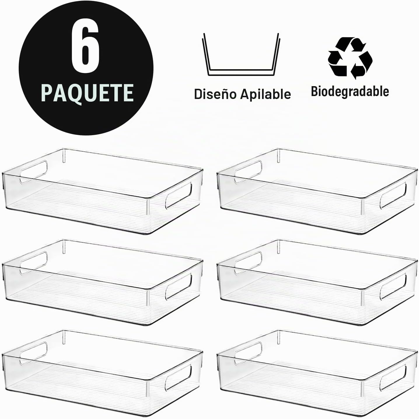 Contenedores de almacenamiento de plástico transparente, organizado...