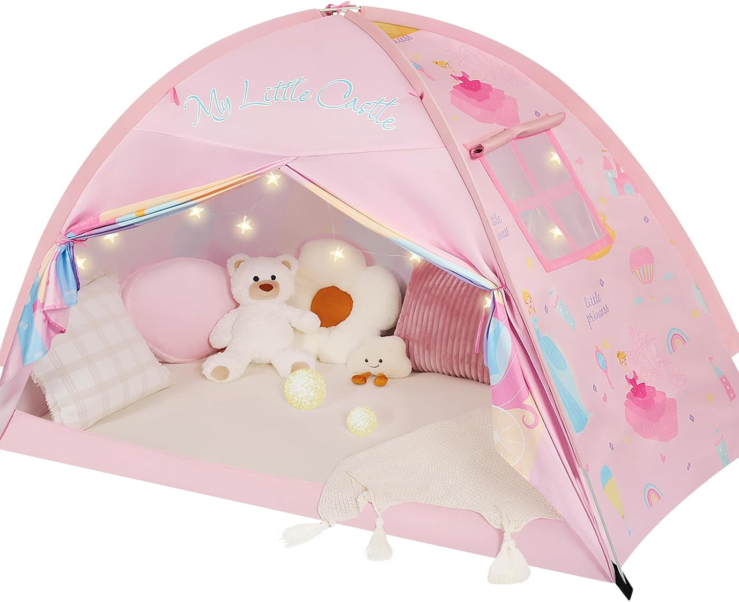 PIIKAGO Tienda de campaña de cama doble para niños, dosel de cama d...