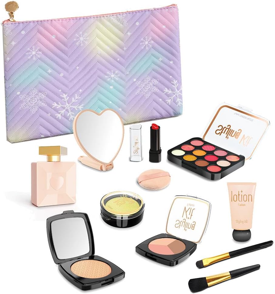 Kit de maquillaje de juguete para niñas, juego de cosméticos de 12...