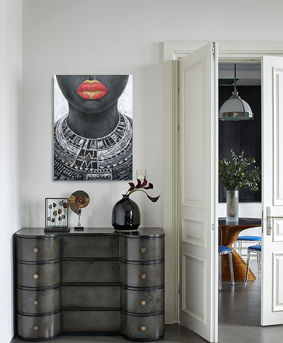 B BLINGBLING Lienzo decorativo para pared de niña negra: mujer nati...