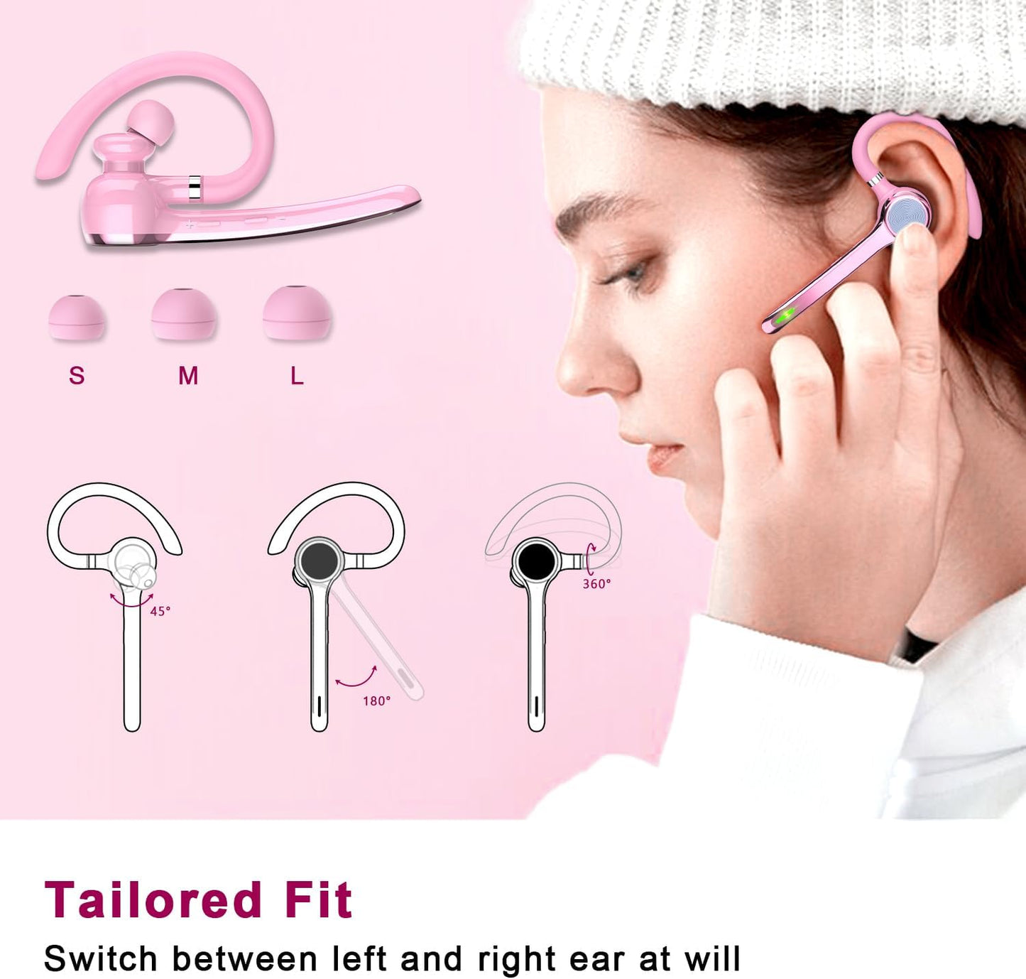 HEIBAS Auriculares Bluetooth, auricular inalámbrico con micrófono p...