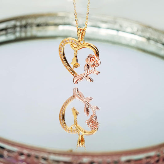 Alsanix - Collar de Corazón para Mujer, Plata de Ley\/Chapado en Or...
